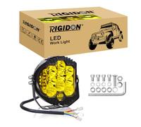 RIGIDON 1x Rond Phare de Travail Led, 5 Pouces 50W 5000 lumens barre de Led 4x4, 12V 24V Feux de Travail Led, Barre lumineuse led pour offroad Voiture camions Tracteur ATV, Jaune feu antibrouillard
