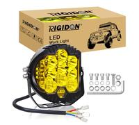 RIGIDON 1x Rond Phare de Travail Led, 7 Pouces 75W 7500 lumens barre de Led 4x4, 12V 24V Feux de Travail Led, Barre lumineuse led pour offroad Voiture camions Tracteur ATV, Jaune feu antibrouillard