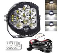 RIGIDON 1x Rond Phare de Travail Led avec 12v Faisceau de Câblage Kit, 5 Pouces 50W 5000 lumens barre de Led 4x4, Feux de Travail Led pour offroad Voiture camions Tracteur, Blanc feu antibrouillard