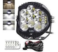 RIGIDON 1x Rond Phare de Travail Led avec 12v Faisceau de Câblage Kit, 7 Pouces 75W 7500 lumens barre de Led 4x4, Feux de Travail Led pour offroad Voiture camions Tracteur, Blanc feu antibrouillard