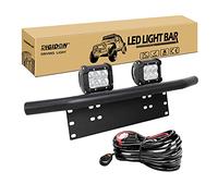 RIGIDON 2 Pcs 4 pouces 10 cm 18W floodlight feux de travail led avec 12V faisceau de câblage kit et support de plaque d'immatriculation, Barre led pour offroad Véhicules Voiture camions SUV ATV 4x4