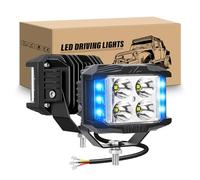 RIGIDON 2 Pcs 4 pouces 10 cm 35W Phare de travail led, 12V 24V Stroboscopique Cube barre de travail led, projecteurs lumière feux pour offroad Voiture camions SUV 4x4 tracteur, Blanc/Bleu