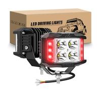 RIGIDON 2 Pcs 4 pouces 10 cm 35W Phare de travail led, 12V 24V Stroboscopique Cube barre de travail led, projecteurs lumière feux pour offroad Voiture camions SUV 4x4 tracteur, Blanc/Rouge