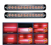RIGIDON 2 Pcs 7.5" 12 LED rouge feu de freinage stroboscopique, 12V 24V Barre lumineuse led pour offroad véhicule voitureutilitaire, bateau, remorque, caravane, Balise clignotante de sécurité