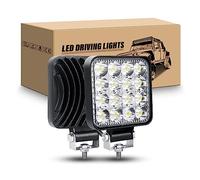RIGIDON 2 Pcs Phare de Travail led, 3.3 pouces 48W mini Projecteur lumière 12V 24V carré feux de travail led Étanche pour 4x4 Offroad Voiture Camion Tracteur SUV, 6000K Spot feux antibrouillard