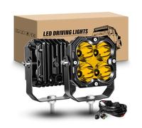RIGIDON 2 Pcs Phare de travail led avec 12V DT faisceau kit, 4.3" 10.9 cm 30W 2500LM Spotlights feux de travail pour offroad Véhicules Voiture camions ATV UTE 4x4 tracteur Bateau, 3500K Jaune