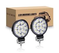RIGIDON 2 Pcs Rond Phare de Travail led, 3.2 pouces 42W mini Projecteur lumière 12V 24V lampe de travail led pour 4x4 Offroad Voiture Camion Tracteur SUV Bateau, 6000K Spot feux antibrouillard