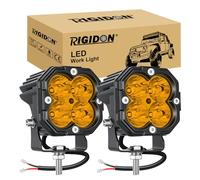RIGIDON 2 x Phare de Travail LED, 3 Pouces Mini 30W 3000LM, 12V 24V Lampe, projecteurs lumière Feux de Travail, Spotlight pour Offroad Voiture Camion ATV 4x4 Tracteur, feu antibrouillard, 3500K Jaune
