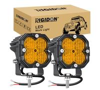 RIGIDON 2 x Phare de travail led, 3 pouces mini 30W 3000LM, 12V 24V lampe, projecteurs lumière feux de travail, floodlight pour offroad Voiture camion 4x4 tracteur, feu antibrouillard, 3500K jaune