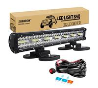 RIGIDON 20 Pouces 50 cm 420W Barre de LED 4x4 avec 12V Faisceau câblage kit | 88mm aimanté support, phares travail led, barre lumineuse, éclairage, pour offroad véhicules voiture camions ATV 4x4 tracteur