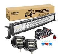 RIGIDON 22 Pouces 55 cm 270W incurvée barre de led 4x4 avec 12v faisceau de câblage kit, 2 x 4 Pouces 60W phare de travail led, Barre lumineuse led pour offroad Véhicules Voiture camions ATV tracteur