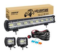 RIGIDON 23 pouces 58 cm 480W barre de led 4x4 avec 12V faisceau câblage kit | 2x 4 pouces 60W projecteurs, phares de travail led, barre lumineuse, pour offroad véhicules voiture camions 4x4 tracteur ATV
