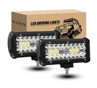 RIGIDON 2PCS 18cm 120W phare de travail Led 12V 24V Faisceau de Spot et Inondation Etanche Projecteur LED voiture pour tout terrain 4x4 moto auto camion tracteur suv bateau,6000K feux antibrouillard