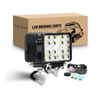 RIGIDON 2Pcs 4 Pouces 48W Carré Phare de Travail LED Avec 12V Faisceau de Câblage Kit - Blanc Ambre Lampe Longue Portée Spot Pour Offroad Voiture Camion SUV 4x4 Tracteur