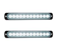 RIGIDON 2Pcs 7.5" 12 Led Blanc Feu de freinage stroboscopique, Balise clignotante de sécurité 12V 24V Barre lumineuse led pour voiture véhicule utilitaire bateau remorque caravane