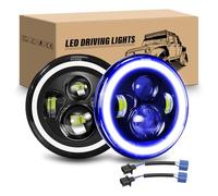 RIGIDON 2Pcs 7 Pouces Rond Phare LED Auto Moto, 50W 5000LM Phare de Travail Blanc bleu 4 Modes Eclairages Feux LED Off Road Feu DRL HI LO Beam pour Wrangler JK TJ LJ CJ JP Hummber
