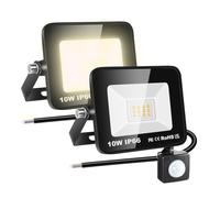 RIGIDON 2x 10W 1000 LM Projecteur d'extérieur Led Avec Detecteur de Mouvement, 3000K Blanche Chaud, IP66 étanche Éclairage de Extérieur, Projecteur led de Patio Garage Terrasse Jardin
