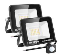 RIGIDON 2x 20W Projecteur d'extérieur Led Avec Detecteur de Mouvement, 2000 LM 3000K Blanche Chaud, IP66 étanche Éclairage de Sécurité Extérieur, Projecteur led de Patio Garage Terrasse Jardin