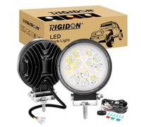 RIGIDON 2x 4 36W ronde phare de travail led avec 12v faisceau de câblage kit, Longue Portée led Blanc ambre lampe, projecteur lumière feux de travail pour offroad Voiture camions 4x4 moto (modèle 2)