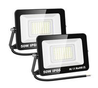 RIGIDON 2x 50W Projecteur d'extérieur Led, 5000LM Luminaire Exterieur, IP66 étanche Éclairage de Sécurité Extérieur, Projecteur led lampe de Patio Garage Terrasse Jardin Chantier, 6000K Blanc Froid