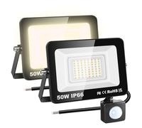 RIGIDON 2x 50W projecteur d'extérieur led avec detecteur de mouvement, PIR