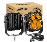 RIGIDON 2x Carré phare de travail led avec 12v DT faisceau kit, 4.3 Pouces 30W 2500LM, feux de travail pour offroad Véhicules Voiture camions ATV UTE 4x4 tracteur Bateau, 3000K Ambre barre de Led