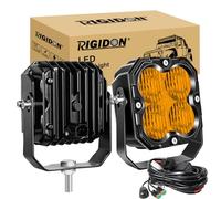 RIGIDON 2x Carré phare de travail led avec 12v DT faisceau kit, 4.3 Pouces 30W 2500LM floodlights, feux de travail pour offroad Véhicules Voiture camions ATV UTE 4x4 tracteur Bateau, 3000K Ambre