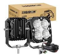 RIGIDON 2x Carré phare de travail led avec 12v DT faisceau kit, 4.3 Pouces 30W 2500LM floodlights, feux de travail pour offroad Véhicules Voiture camions ATV UTE 4x4 tracteur Bateau, 6000K Étanche