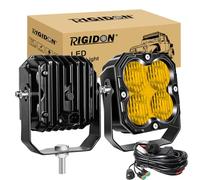 RIGIDON 2x Carré phare de travail led avec 12v DT faisceau kit, 4.3 Pouces 30W 2500LM floodlights, feux de travail pour offroad Véhicules Voiture camions ATV UTE 4x4 tracteur Bateau, 3500K Jaune