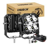 RIGIDON 2x Carré phare de travail led avec 12v DT faisceau kit, 4.3 Pouces 30W 2500LM projecteurs, feux de travail pour offroad Véhicules Voiture camions ATV UTE 4x4 tracteur Bateau, 6000K Étanche