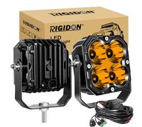 RIGIDON 2x Carré phare de travail led avec 12v DT faisceau kit, 4.3 Pouces 30W 2500LM projecteurs, feux de travail pour offroad Véhicules Voiture camions ATV UTE 4x4 tracteur Bateau, 3000K Ambre