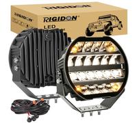 RIGIDON 2x rond phare de travail led avec 12V 3m kit, 9 pouces 100W 13000LM