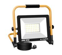 RIGIDON 30W projecteurs de chantier, lampe d'extérieur pliable portable | 3000lm, câble de 3 mètres, 6000K blanc, etanche IP66, phare de travail led, pour travaux d'atelier, garage, terrasse, jardin
