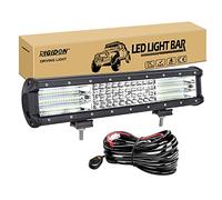 RIGIDON 38 cm 15 pouces 390W led light barre avec 12v faisceau de câblage kit, Barre d'éclairage led, barre lumineuse led pour offroad Véhicules Voiture camions 4x4 tracteur,6000K feu antibrouillard