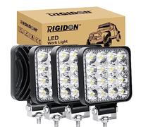 RIGIDON 4 Pcs Carré phare de travail led, 3.3 pouces mini 48W 12V 24V lampe, projecteurs lumière feux pour offroad Voiture camions SUV 4x4 tracteur, feu antibrouillard