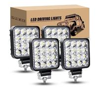 RIGIDON 4 Pcs Phare de Travail led, 3.3 pouces 48W mini Projecteur lumière 12V 24V carré feux de travail led Étanche pour 4x4 Offroad Voiture Camion Tracteur SUV, 6000K Spot feux antibrouillard