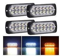 RIGIDON 4 Pièces 12V 24V 4.3 pouces 12 led barre lumineuse stroboscopique, clignotant gyrophare police feux de remorque, pour voiture camion off road ATV 4x4 vehicule, feu antibrouillard blanc ambre