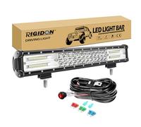 RIGIDON 45 cm 18 Pouces 252W LED Light Barre avec 12V Faisceau Faisceau kit | triple rangée, 6000K blanc, étanche, barre lumineuse led, pour offroad Véhicules Voiture camions ATV SUV UTE 4x4 , auxiliaire