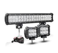 RIGIDON 45cm 108W led light barre avec 12V faisceau de câblage kit, 2pcs 10cm 18W Spot Phare de Travail LED Rampe LED Étanche pour Offroad Véhicule Voiture Camion Tracteur Quad, feux antibrouillard