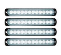 RIGIDON 4Pcs 7.5" 12 Led Blanc Feu de freinage stroboscopique, Balise clignotante de sécurité 12V 24V Barre lumineuse led pour voiture véhicule utilitaire bateau remorque caravane