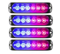 RIGIDON 4X 11cm 6 LED Rouge Bleu feu de freinage stroboscopique, 12V 24V