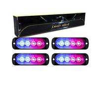 RIGIDON 4x 8,4cm 4 LED rouge bleu feu de freinage stroboscopique, 12V 24V