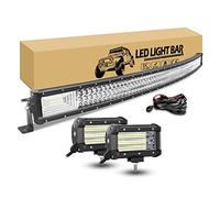 RIGIDON 52 pouces 132cm 675W barre led incurvé avec 12v faisceau de câblage kit, 2 x 13cm 135W phare lampe de travail led pour 4x4 offroad véhicules voiture camion, 6000K feu antibrouillard