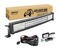 RIGIDON 55 cm 22 pouces 270W incurvée led light barre avec 12V stroboscopique faisceau de câblage kit, Barre d'éclairage led, feu antibrouillard pour offroad Véhicules Voiture camions 4x4,6000K