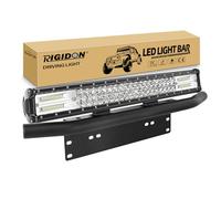 RIGIDON 58cm 23 pouces 324W barre led 4x4 avec 60cm aluminium support | 12V 24V, étanche, support de plaque d'immatriculation, barre lumineuse led, 6000K, pour offroad Véhicules Voiture camions SUV
