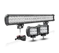 RIGIDON 59cm 144W led light barre 12V faisceau de câblage kit, 2pcs 10cm 18W Spot Phare de Travail LED Rampe LED Étanche Offroad Véhicule Voiture Camion Tracteur Quad, feux antibrouillard Blanche