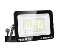 RIGIDON 75W Projecteur Exterieur led, 7500LM Spot LED Extérieur avec Prise, 6000K Blanc Froid Eclairage Exterieur IP66 Imperméable lumière de Sécurité pour Jardin, Patio, Cour, Garage, Entrée