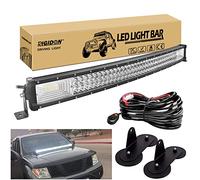 RIGIDON 80 cm 32 pouces 405W incurvée led light barre avec 12v faisceau de câblage kit et aimanté support, Triple rangée barre d'éclairage led pour offroad Véhicules Voiture camions SUV 4x4,6000K