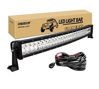 RIGIDON 80 cm incurvée led light barre avec Faisceau de Câblage kit, 12V 24V 32 pouces 180W barre d'éclairage led, barre lumineuse led pour offroad Voiture camions 4x4,rampe de phare led 6000K