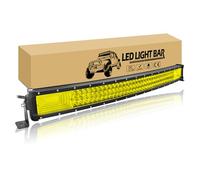 RIGIDON 80cm 405W Slim incurvée LED Light Barre Rampe, 12V 24V Barre d'éclairage LED, Triple rangée Barre Lumineuse LED pour Offroad Véhicules Voiture Camion Tracteur 4x4 ATV SUV, 3000K Jaune